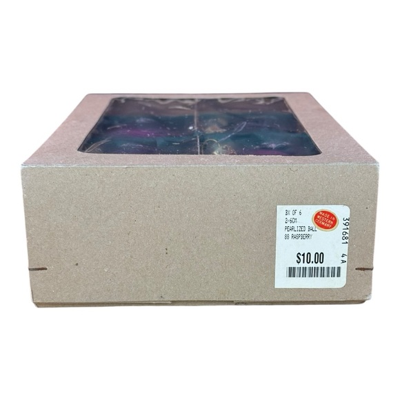 Set of 6 Pearlized Raspberry Christmas Glass Ball Ornaments Made in West Germany - Picture 3 of 9